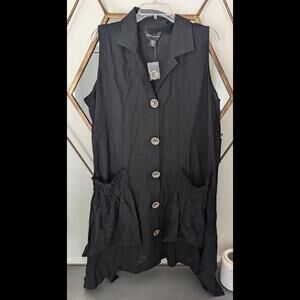 NWT Jones New York Black Linen Blend Shirt Dress, size 1X